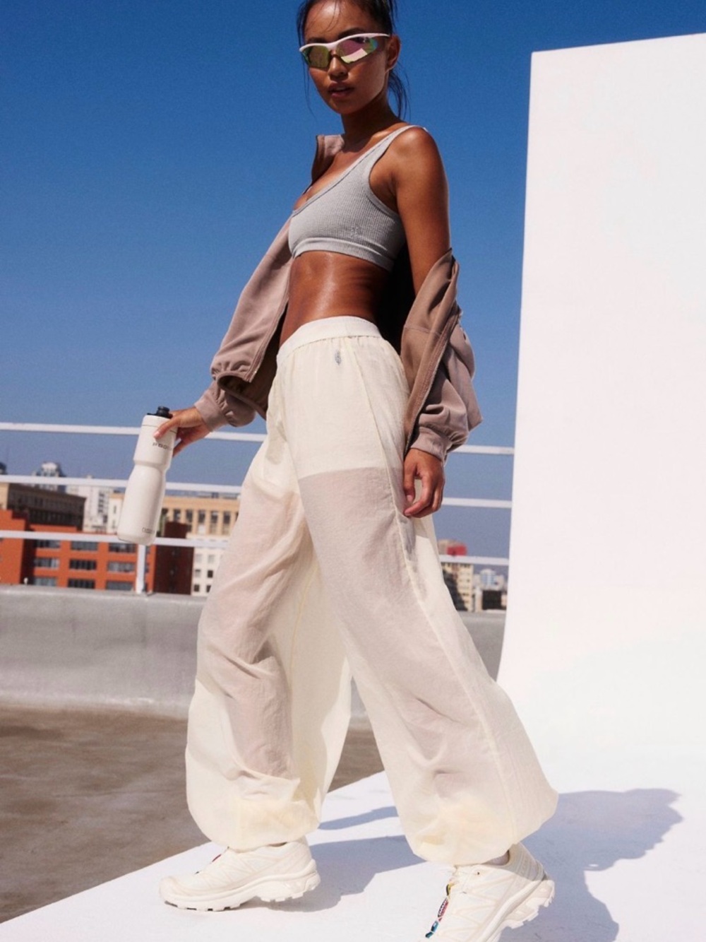 Fp Movement Sheer Balloon Pants in ivory
